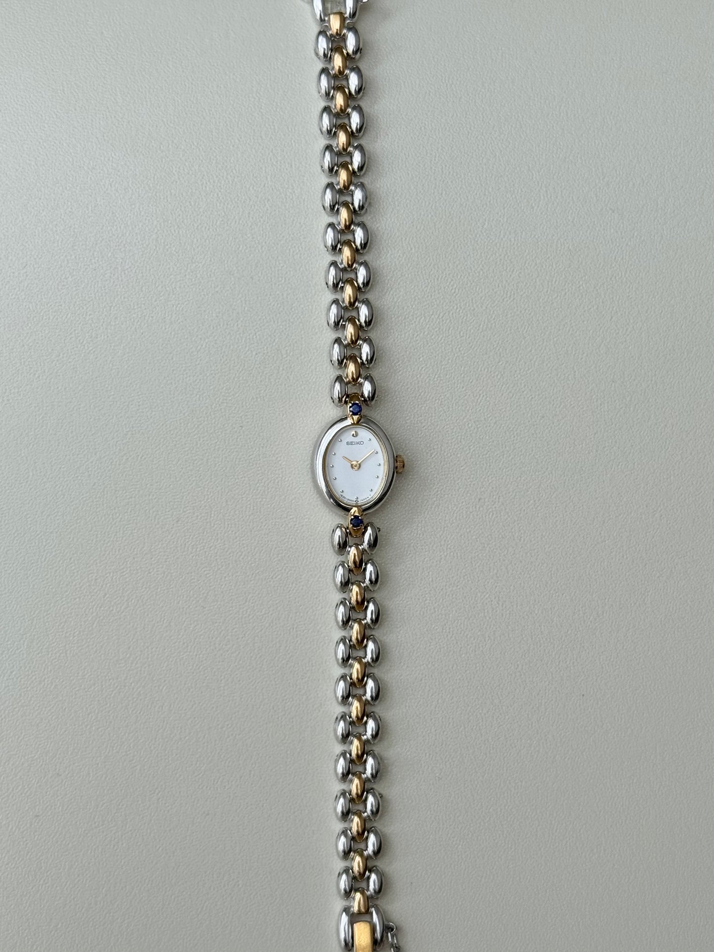 SEIKO PETITE TWOTONE WITH BLUE GEMS