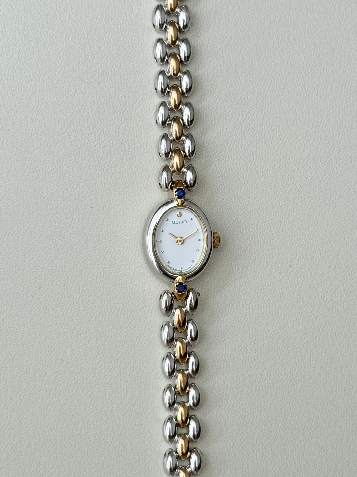 SEIKO PETITE TWOTONE WITH BLUE GEMS