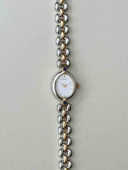 SEIKO PETITE TWOTONE WITH BLUE GEMS