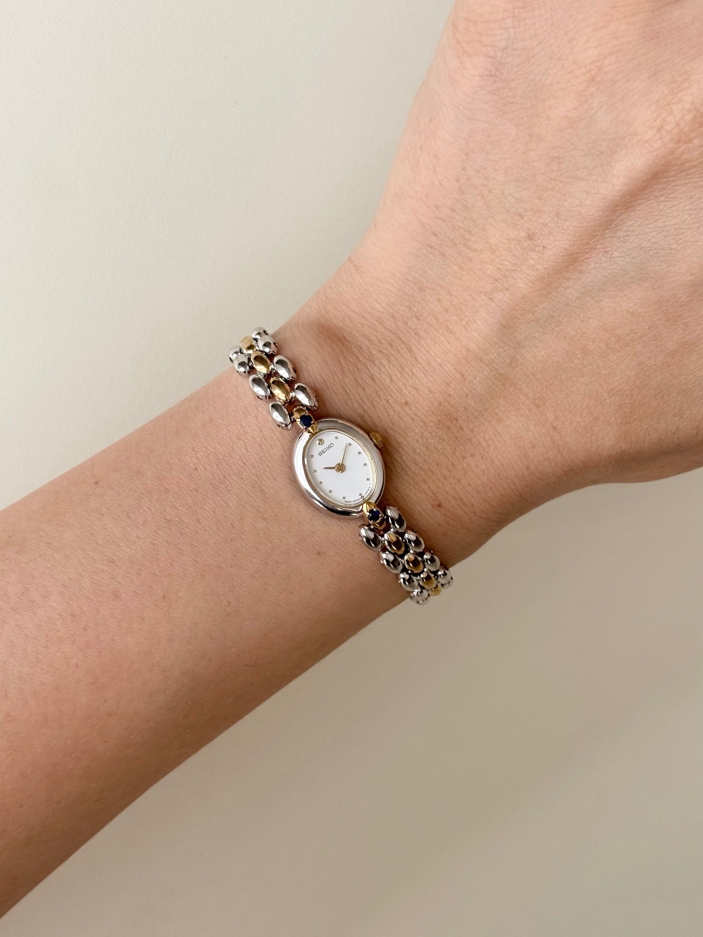 SEIKO PETITE TWOTONE WITH BLUE GEMS